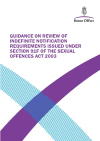 Guidance on Review of Indefinite Notification Requirements