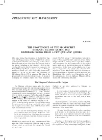 Presenting the Manuscript