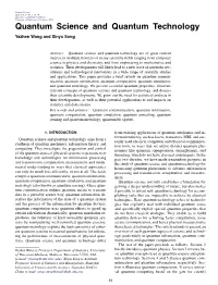 Quantum Science and Quantum Technology Yazhen Wang and Xinyu Song