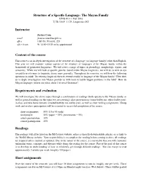Structure of a Specific Language: the Mayan Family Instructor Content Of