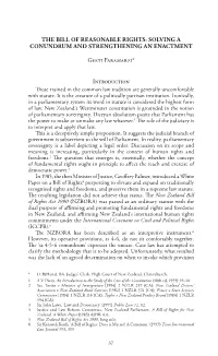 THE BILL of REASONABLE RIGHTS: SOLVING a CONUNDRUM and STRENGTHENING an ENACTMENT Geeti Faramarzi* Introduction