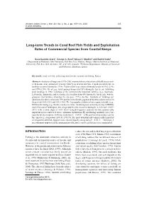 Long-Term Trends in Coral Reef Fish Yields and Exploitation Rates Of