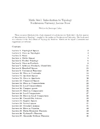 Math 344-1: Introduction to Topology Northwestern University, Lecture Notes