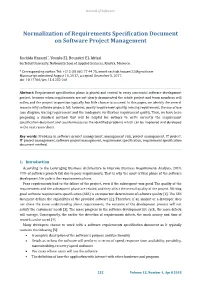 Normalization of Requirements Specification Document on Software Project Management