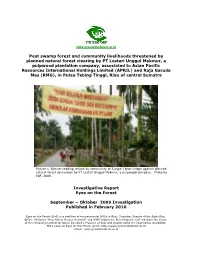 Peat Swamp Forest and Community Livelihoods Threatened by Planned