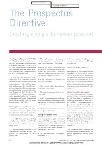 The Prospectus Directive Creating a Single European Passport