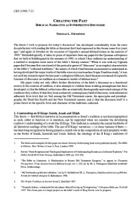 Creating the Past Biblical Narrative As Interpretive Discourse
