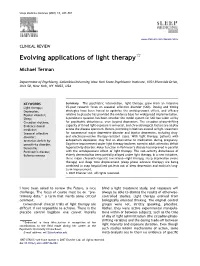 Evolving Applications of Light Therapy$