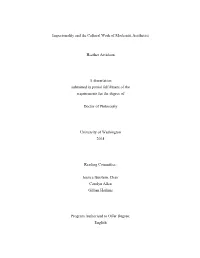 Impersonality and the Cultural Work of Modernist Aesthetics Heather Arvidson a Dissertation Submitted in Partial Fulfillment Of