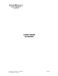 Laser Terms Glossary