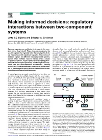 Making Informed Decisions: Regulatory Interactions Between Two-Component Systems