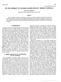 On the Possibility of Weather Modification by Aircraft Contrails