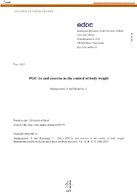 PGC-1Α and Exercise in the Control of Body Weight