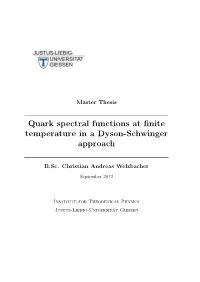 Quark Spectral Functions at ﬁnite Temperature in a Dyson-Schwinger Approach
