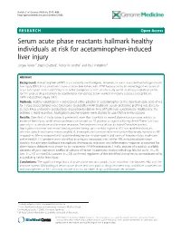 Serum Acute Phase Reactants Hallmark Healthy Individuals at Risk For