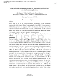 Using Ant System Optimization Technique for Approximate Solution to Multi- Objective Programming Problems