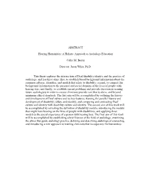 ABSTRACT Hearing Humanities: a Holistic Approach to Audiology