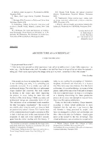 Architecture As a Screenplay1