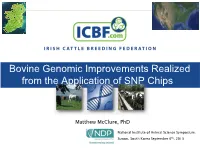 Bovine Genomic Improvements Realized from the Application of SNP Chips