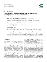 Comparison of Two Powder Processing Techniques on the Properties of Cu-Nbc Composites