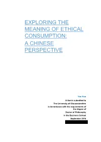 Exploring the Meaning of Ethical Consumption: a Chinese Perspective