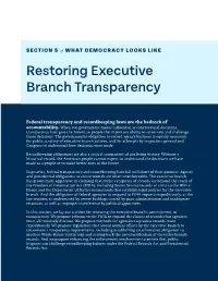 Restoring Executive Branch Transparency