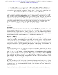 A Combined Evidence Approach to Prioritize Nipah Virus Inhibitors