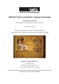 ARCL0147: Themes and Debates in Egyptian Archaeology