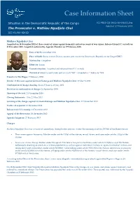 Case Information Sheet