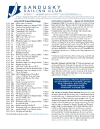 July 2013 Cross Bearings Commodore’S Comments