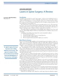 Lasers in Spine Surgery: a Review