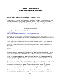 Media Coverage Supporting Bottled Water on College Campuses
