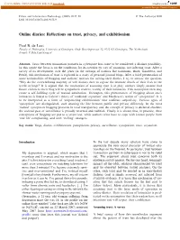Online Diaries: Reﬂections on Trust, Privacy, and Exhibitionism