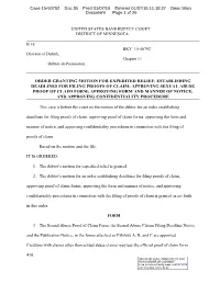 Order Granting Motion Establishing Deadlines