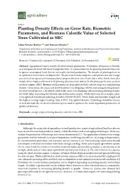 Planting Density Effects on Grow Rate, Biometric Parameters, And