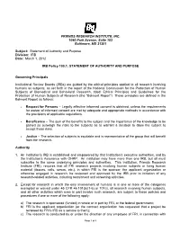 Statement of Authority and Purpose Division: IRB Date: March 1, 2012