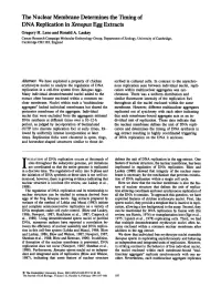 The Nuclear Membrane Determines the Timing of DNA Replication in Xenopus Egg Extracts Gregory H