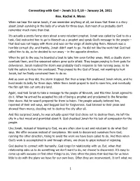 1 Connecting with God – Jonah 3:1-5,10 – January 24, 2021 Rev