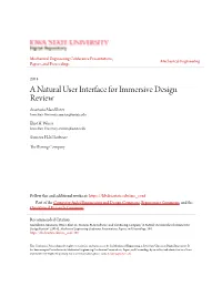 A Natural User Interface for Immersive Design Review Anastacia Macallister Iowa State University, Anastac@Iastate.Edu