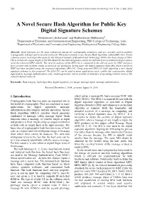 A Novel Secure Hash Algorithm for Public Key Digital Signature Schemes
