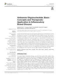 Antisense Oligonucleotide: Basic Concepts and Therapeutic Application in Inflammatory Bowel Disease