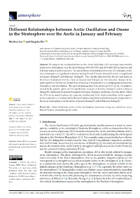 Different Relationships Between Arctic Oscillation and Ozone in the Stratosphere Over the Arctic in January and February