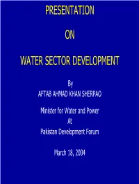 Presentation on Water Sector Development
