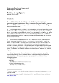 Research Excellence Framework Impact Pilot Exercise Guidance to Expert Panels