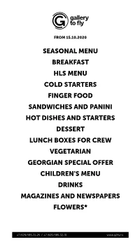 Seasonal Menu Breakfast Hls Menu Cold