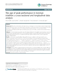 The Age of Peak Performance in Ironman Triathlon: a Cross-Sectional