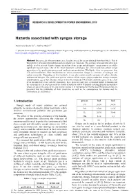 Hazards Associated with Syngas Storage