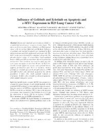 Influence of Gefitinib and Erlotinib on Apoptosis and C-MYC Expression in H23 Lung Cancer Cells