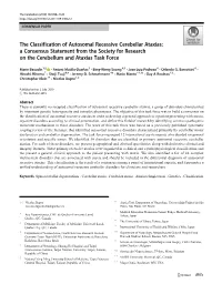 The Classification of Autosomal Recessive Cerebellar Ataxias: a Consensus Statement from the Society for Research on the Cerebellum and Ataxias Task Force