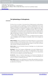 The Epidemiology of Schizophrenia Edited by Robin M